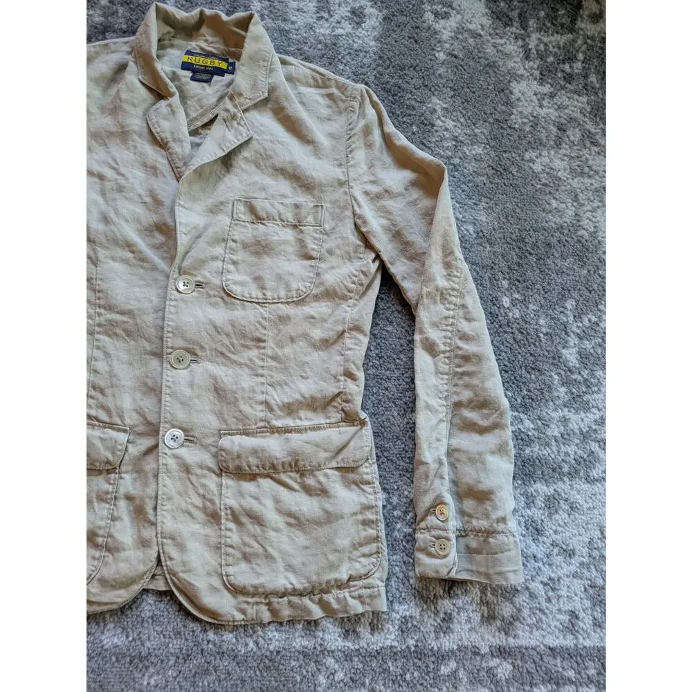 Vintage Ralph Lauren Rugby Women's 100% Linen Blazer Made In Japan - Size 0 RARE - Picture 4 of 16